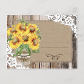 Carte Postale Faire-part Tournesol Bois Dentelle Campagne Enregistrez la Da (Dos)