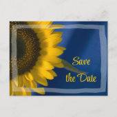 Carte Postale Faire-part Tournesol en mariage bleu Enregistrer la date (Devant)