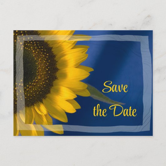 Carte Postale Faire-part Tournesol en mariage bleu Enregistrer la date (Devant)
