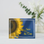 Carte Postale Faire-part Tournesol en mariage bleu Enregistrer la date (Debout devant)