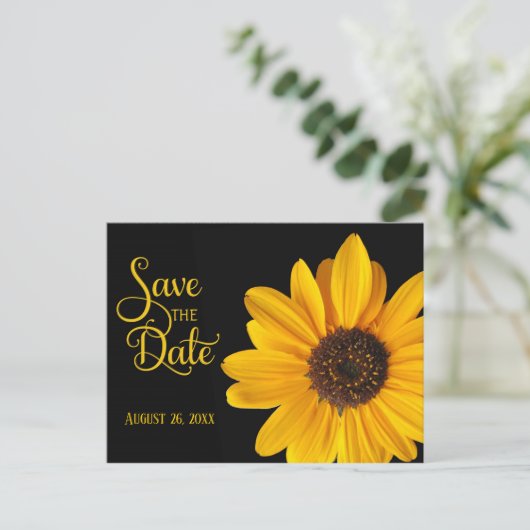 Carte Postale Faire-part Tournesol, Enregistrer la date (Debout devant)