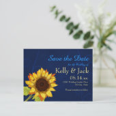 Carte Postale Faire-part Tournesol/Enregistrer la date mariage bleu (Debout devant)