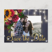 Carte Postale Faire-part Tournesol et roses mariage photo enregistrer la da (Devant)