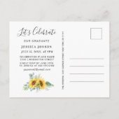 Carte Postale Faire-part Tournesol Eucalyptus Fête de graduation (Dos)