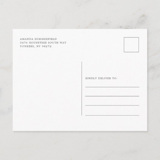 Carte Postale Faire-part Tournesol Eucalyptus Vert Enregistrer la date (Dos)
