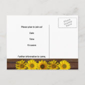 Carte Postale Faire-part Tournesol jaune bois Brown Photo Enregistrer la da (Dos)