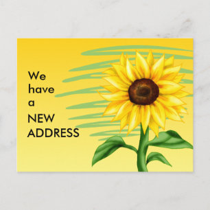 Carte Postale Faire-part Tournesol jaune vif Changement d'adresse