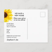 Carte Postale Faire-part Tournesol jaune vif Changement d'adresse (Dos)