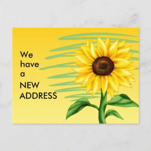 Carte Postale Faire-part Tournesol jaune vif Changement d'adresse (Devant)
