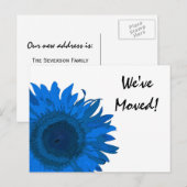 Carte Postale Faire-part Tournesol Pop Art Bleu Changement d'Adresse (Devant / Derrière)