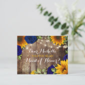 Carte Postale Faire-part Tournesol & Roses Serez-vous ma servante de pos d' (Debout devant)