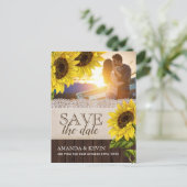 Carte Postale Faire-part Tournesol rustique Enregistrer la date (Debout devant)