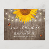 Carte Postale Faire-part Tournesol rustique & Ladybugs Enregistrer la date (Devant)