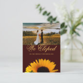Carte Postale Faire-part Tournesol Rustique Photo Mariage Elopement Automne (Debout devant)