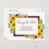 Carte Postale Faire-part Tournesol rustique Rouge Roses Mariage Modifier la (Devant / Derrière)