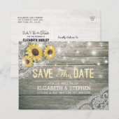 Carte Postale Faire-part Tournesols au soleil en bois rustique Enregistrer  (Devant / Derrière)