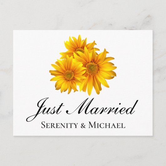 Carte Postale Faire-part Tournesols Boho Jaune Floral Mariage Mariés (Devant)