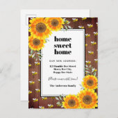 Carte Postale Faire-part Tournesols bourdonnement rustique abeilles nouvell (Devant / Derrière)