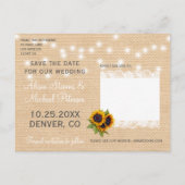 Carte Postale Faire-part Tournesols campagne dentelle de jute save date mar (Dos)