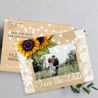 Tournesols campagne dentelle de jute save date mar