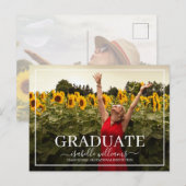 Carte Postale Faire-part Tournesols de photo de remise de diplôme moderne (Devant / Derrière)