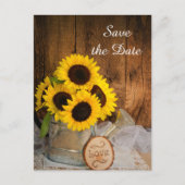Carte Postale Faire-part Tournesols et arrosoir de mariage, save the date (Devant)