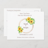 Carte Postale Faire-part Tournesols Monogramme Feuilles Vertes Mariage Rust (Devant / Derrière)