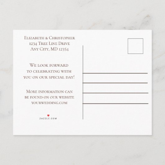 Carte Postale Faire-part Tournesols Monogramme Feuilles Vertes Mariage Rust (Dos)