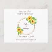Carte Postale Faire-part Tournesols Monogramme Feuilles Vertes Mariage Rust (Devant)
