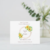 Carte Postale Faire-part Tournesols Monogramme Feuilles Vertes Mariage Rust (Debout devant)