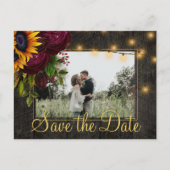 Carte Postale Faire-part Tournesols roses bois de grange enregistrer la dat (Devant)