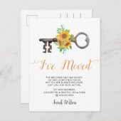 Carte Postale Faire-part Tournesols rustiques clé Je déménage Déménagement  (Devant / Derrière)