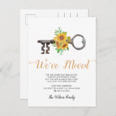 Carte Postale Faire-part Tournesols rustiques Clé Nous avons déménagé Démén (Devant / Derrière)