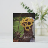 Carte Postale Faire-part Tournesols rustiques et bottes de cowboy Sauvez la (Debout devant)