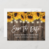 Carte Postale Faire-part Tournesols Rustiques Mariage Champêtre Enregistrer (Devant / Derrière)