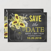 Carte Postale Faire-part Tournesols sur tableau noir Moderne Rustique Écono (Devant / Derrière)