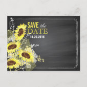 Carte Postale Faire-part Tournesols sur tableau noir Moderne Rustique Écono (Dos)