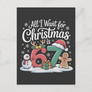 Carte Postale Faire-part Tout ce que je veux pour Noël c'est 67 Six Sept Mè