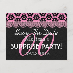 Carte Postale Faire-part Toute dentelle vintage 2 de noir de rose de fête