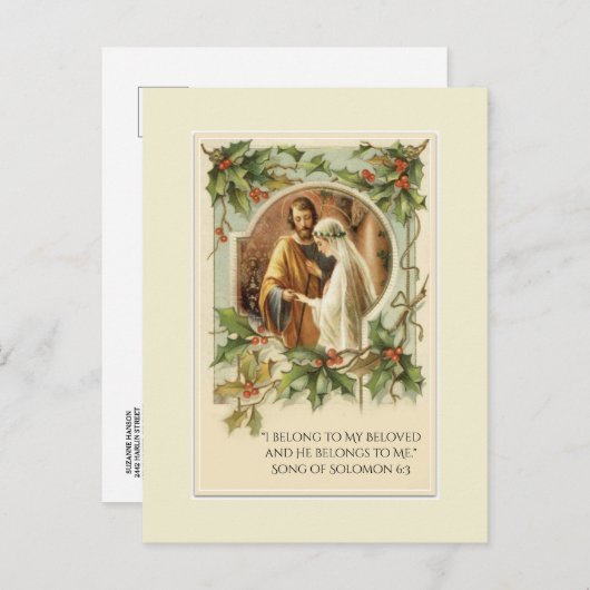 Carte Postale Faire-part Traditionnel Noël catholique ENREGISTRER LA DATE (Devant / Derrière)