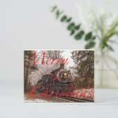 Carte Postale Faire-part Train Dans La Neige Joyeux Noël (Debout devant)