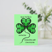 Carte Postale Faire-part Trèfle sauve la date (Debout devant)