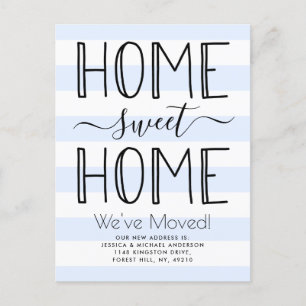 Carte Postale Faire-part Trendy Home Sweet Home Typographie Bleue Déménagem