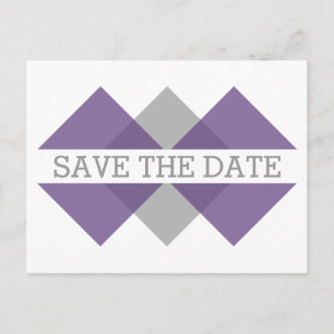 Carte Postale Faire-part Triade géométrique gris violet Enregistrer la date