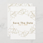 Carte Postale Faire-part Triangles Géométriques Dorés Glamour Moderne Enreg (Devant / Derrière)