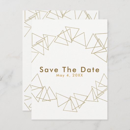 Carte Postale Faire-part Triangles Géométriques Dorés Glamour Moderne Enreg (Devant / Derrière)