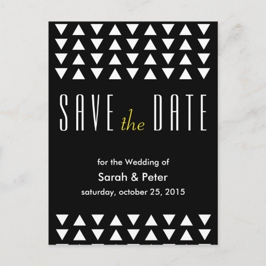 Carte Postale Faire-part Triangles mariage moderne Enregistrer la date Cart (Devant)