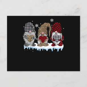 Carte Postale Faire-part Trois Gnomes En Vichy Léopard Buffle Noël