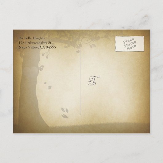 Carte Postale Faire-part Tronc d'arbre Sauvegarder la date (Dos)