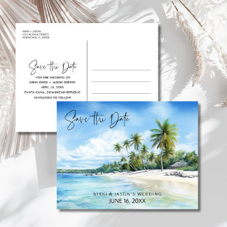 Carte Postale Faire-part Tropical Beach Destination Wedding Save the Date
